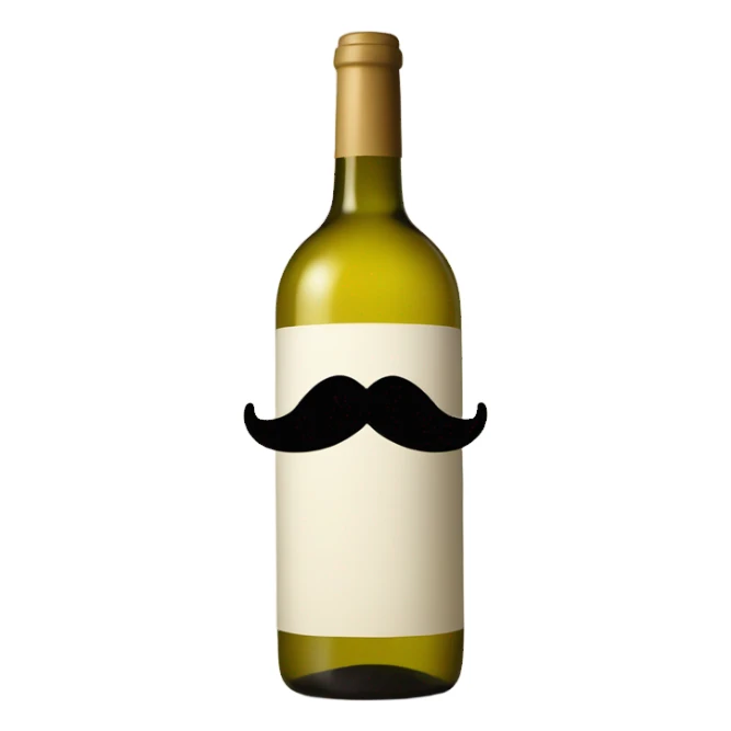 White wine with a mustache sticker