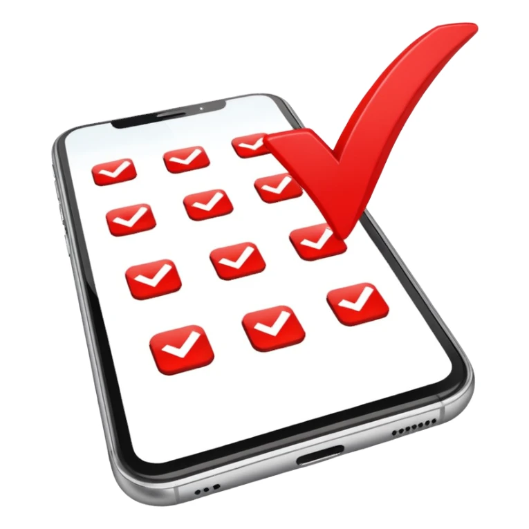 red checkmarks on a phone screen sticker