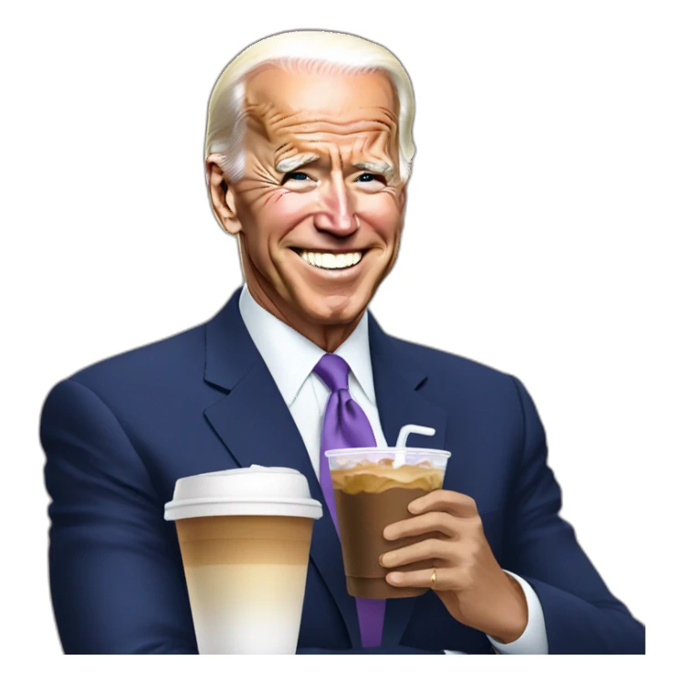 Joe Biden + iced coffee + gays sticker