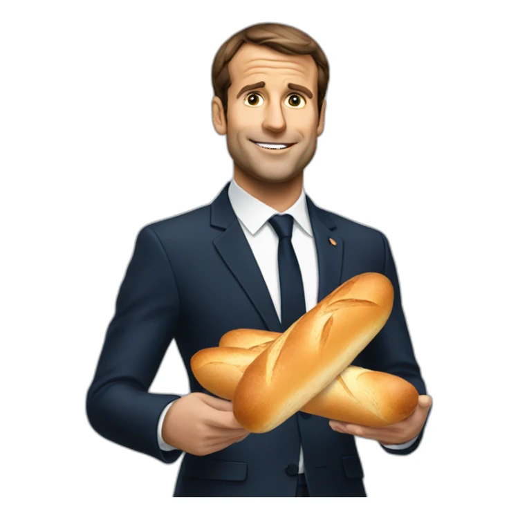 Macron with baguette sticker