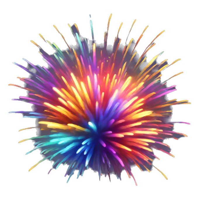 Brightly colored fireworks sticker