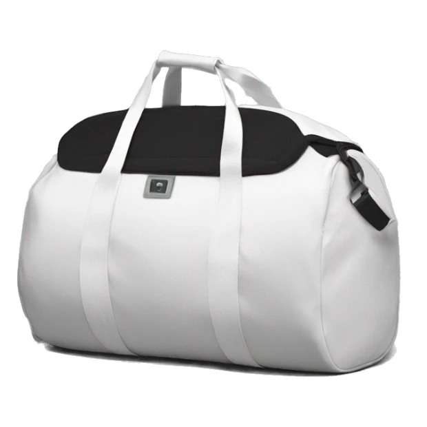 all white duffle bag with white strap sticker