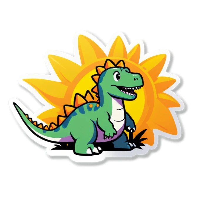 Dinosaur sun bathing sticker