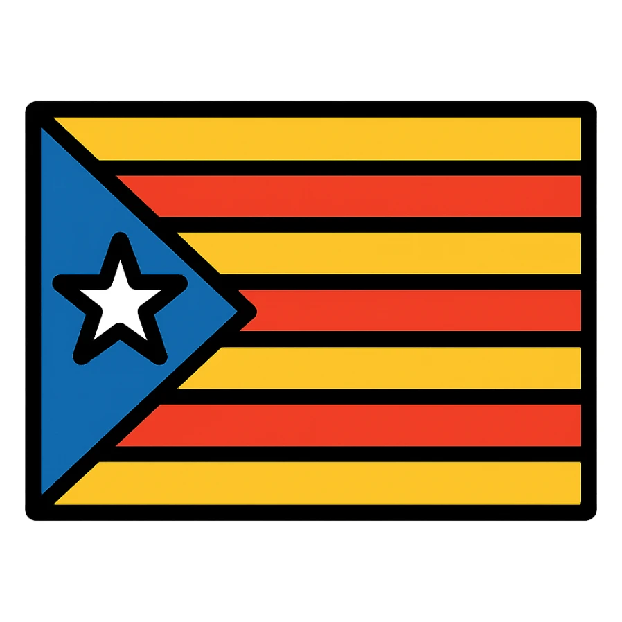 Catalan flag, simple, iconic, flat design sticker