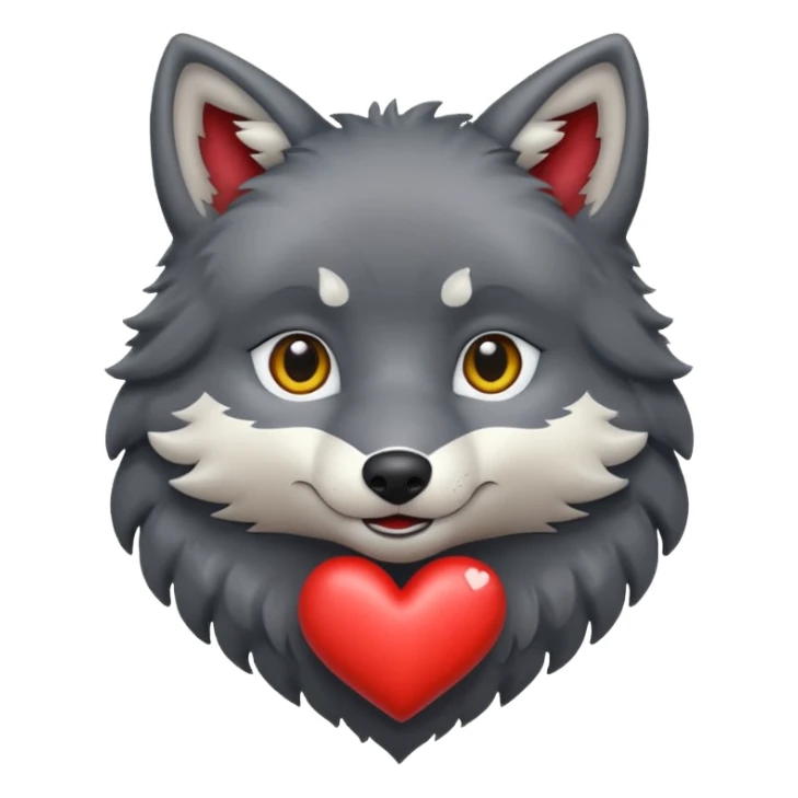 cute dark grey wolf inside heart sticker