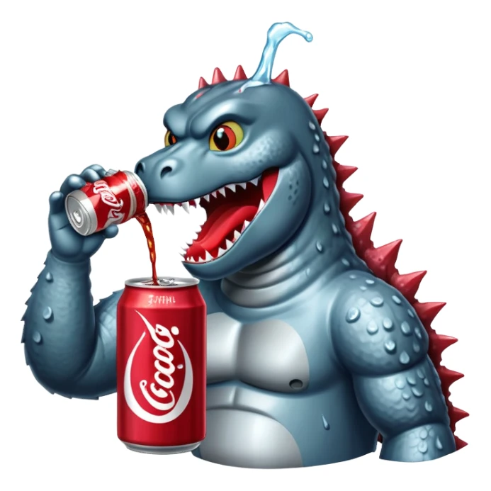 godzilla drinking dr pepper sticker