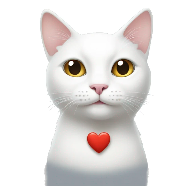 White cat and heart  sticker