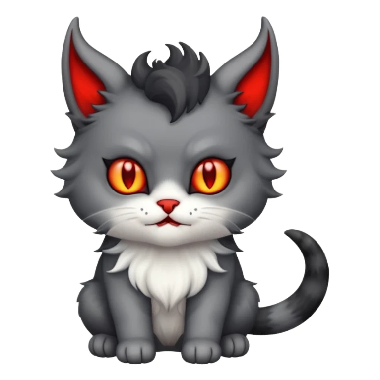 dark blackish grey and white devil satan kitten sticker