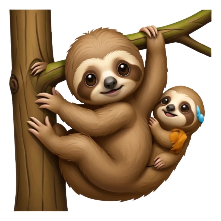 baby sloth on the tree sticker