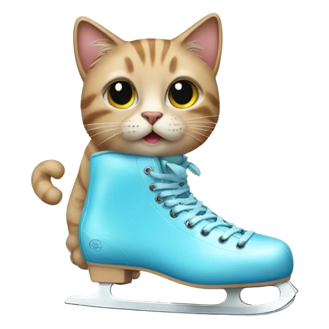 Cat wearing ice skates sticker