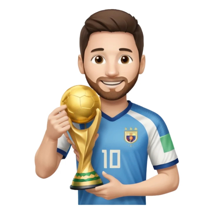 Messi holding the world cup trophy sticker
