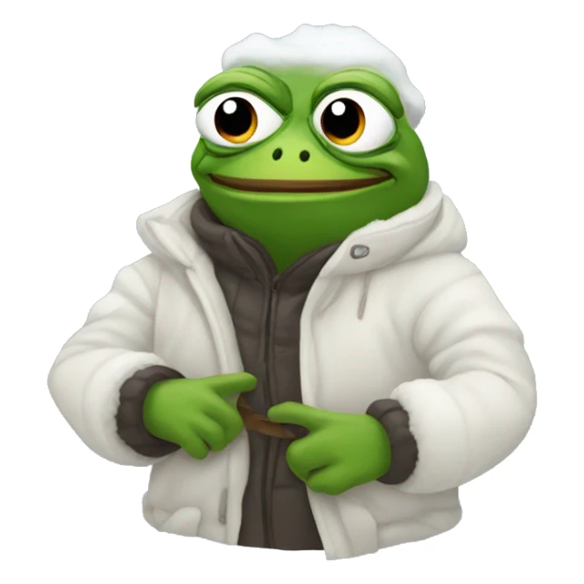 pepe the rog cold and snowy sticker