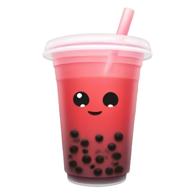 a simple red bubble tea without face without stroke around sticker