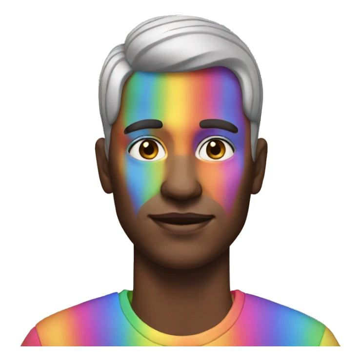 Man with a rainbow shirt and makeup sticker