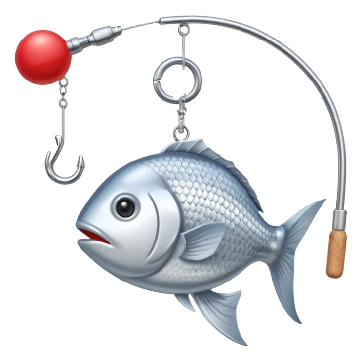 fish on a fishing rod hook sticker