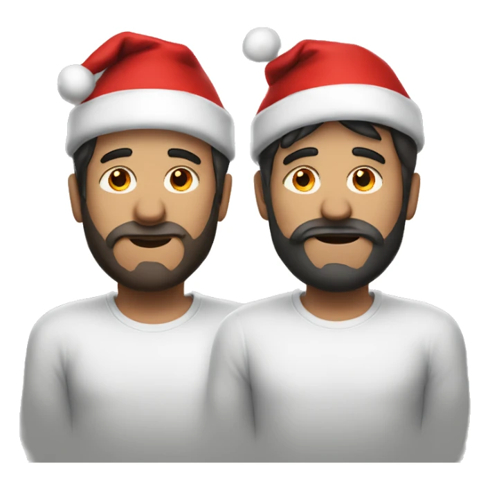 Two dark haired men in santa hats sticker