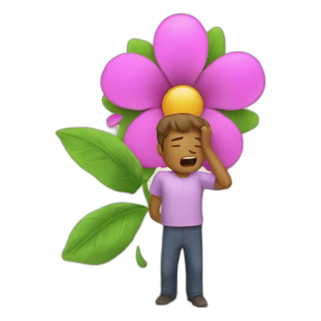 Person barfing out flower sticker