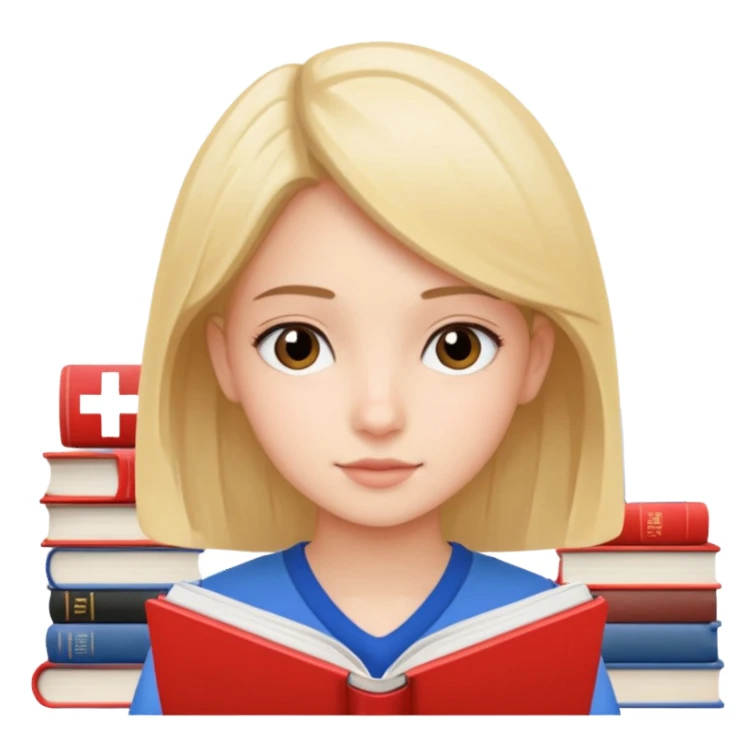 Девушка, которая готовится к IELTS с книгами от Cambridge IELTS 19 sticker