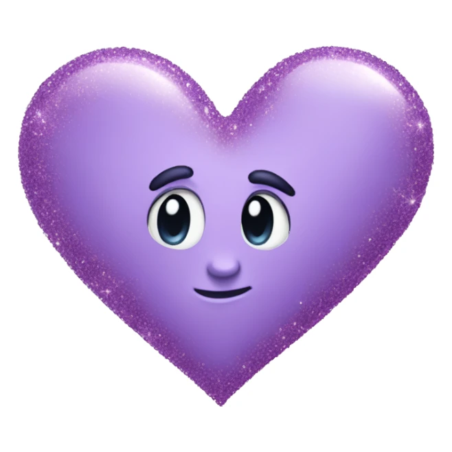 lilac heart sparking with glitter sticker