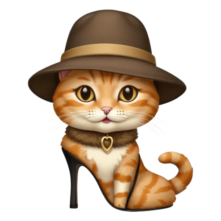 cat wearing heels and a hat sticker
