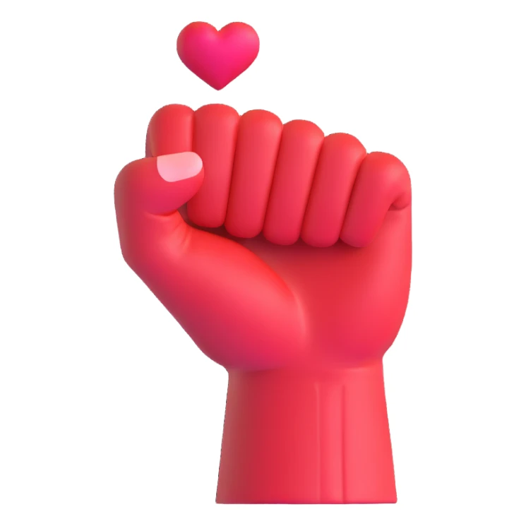 fist icon with a small heart floating above it sticker