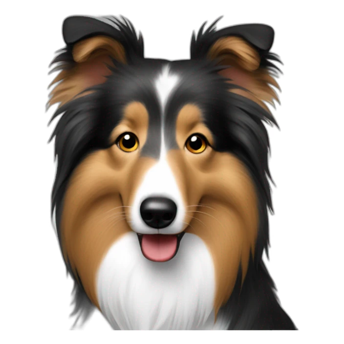 sheltie with a red nose sticker