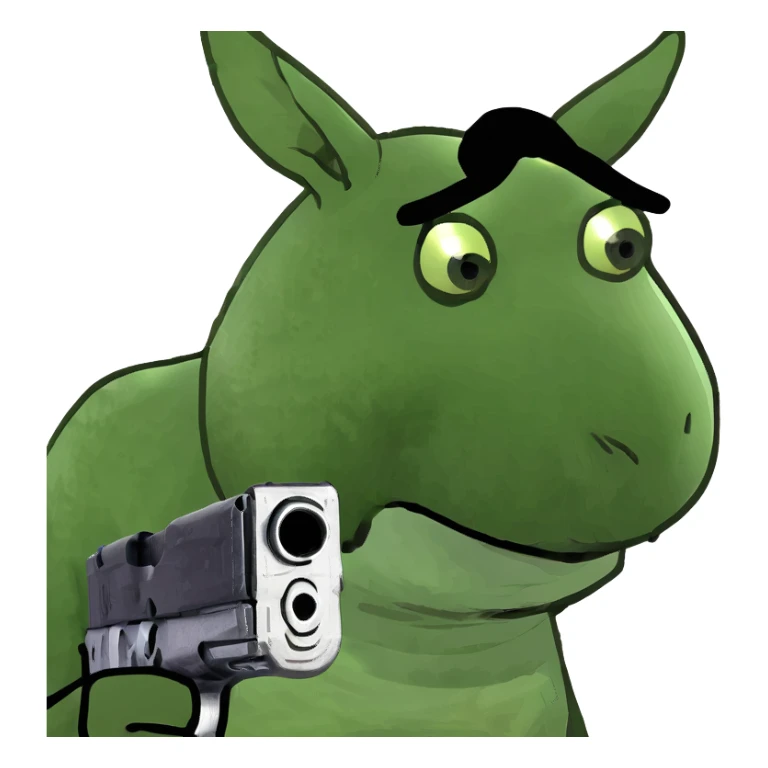 donkey smoking and holding a gun sticker
