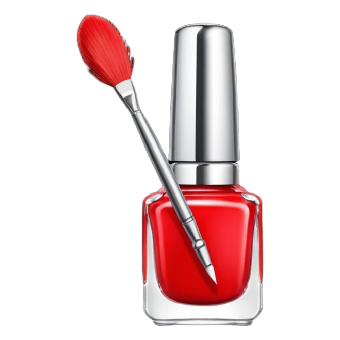 open nail polish bottle with brush inside sticker