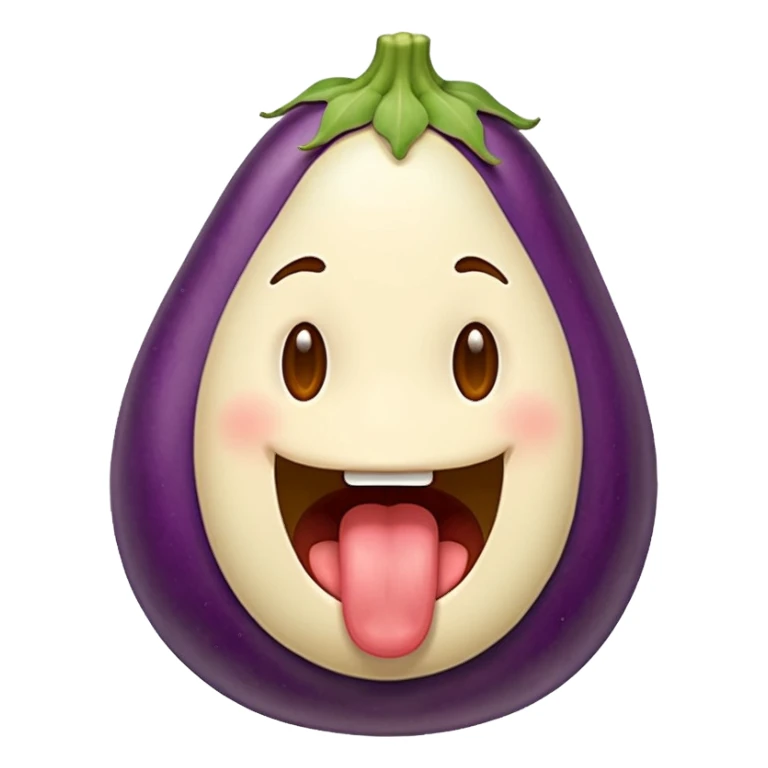 Sticking tounge out with eggplant sticker