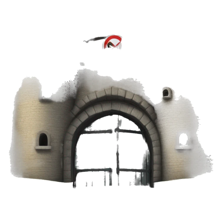 castle drawbridge with "NO ENTRY" sign sticker