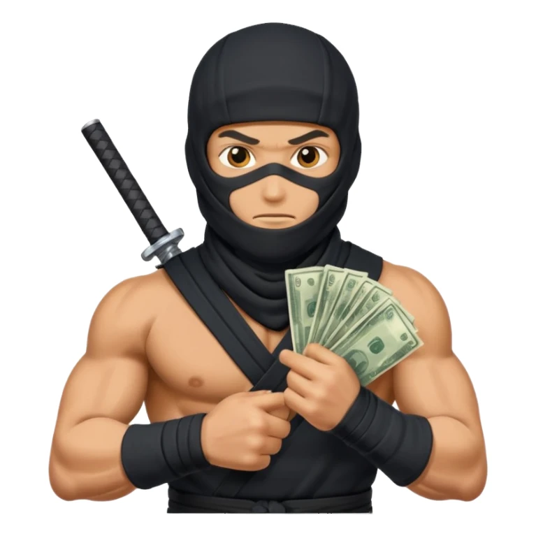 Ninja holding money sticker