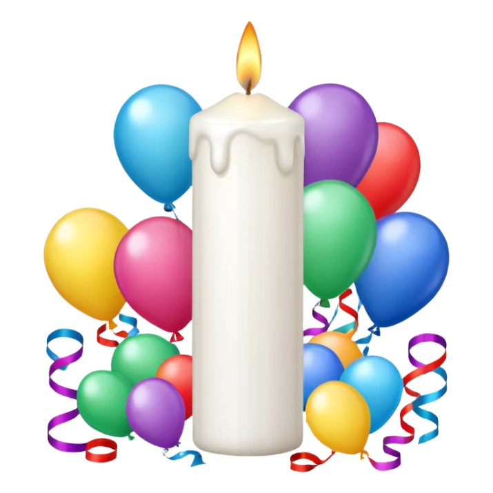 white candle with party decorations sticker
