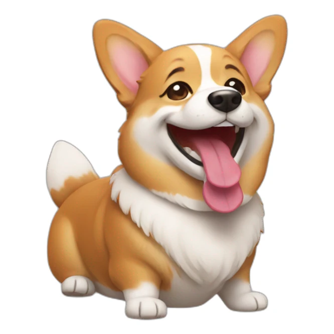 corgi laughing apple emoji sticker