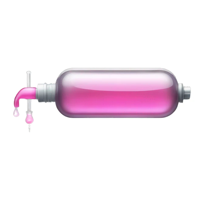 syringe with pink solution sticker