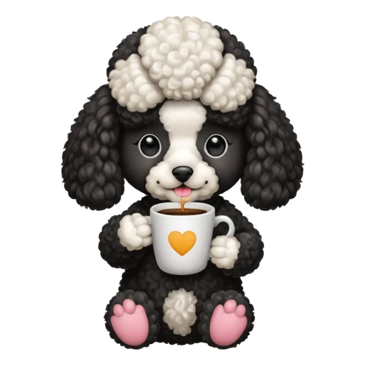 Poodle with coffee sticker