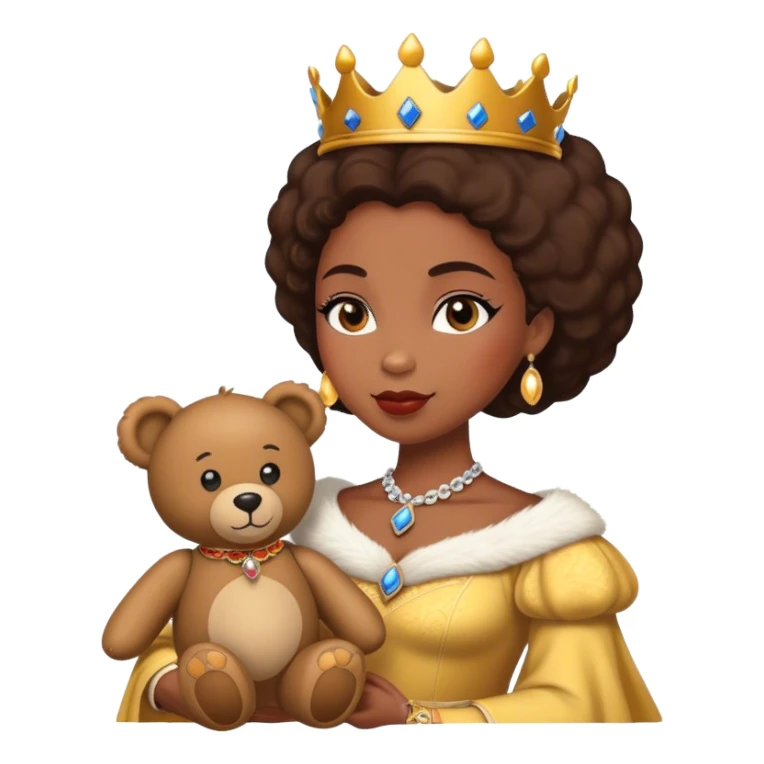 African American queen sleeping with teddy bear sticker