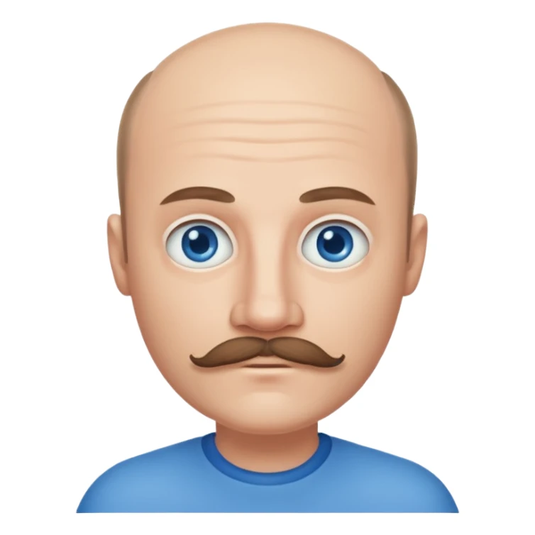 White man mustache balding sticker