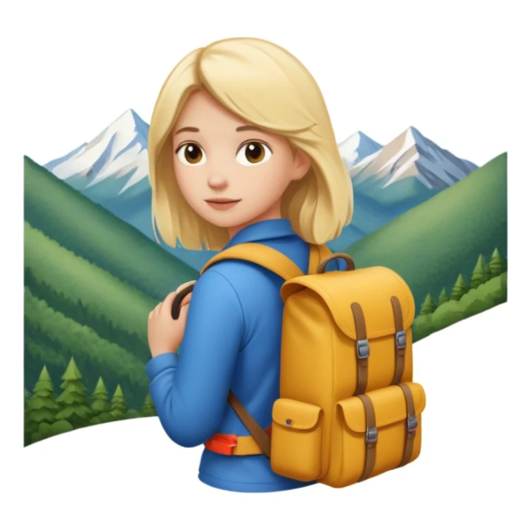 girl back packing mountains background  sticker