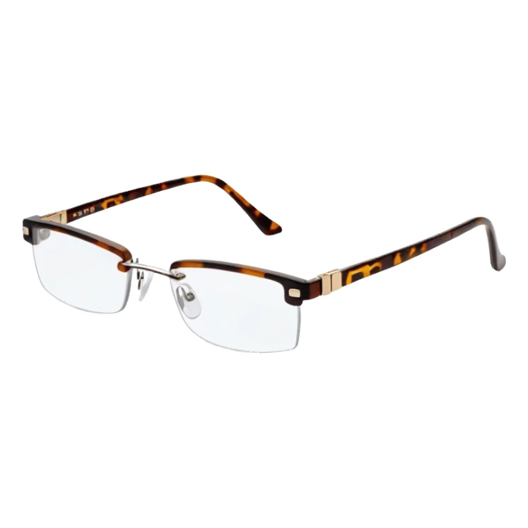 tiny Y2K tortoise printed rimless glasses, narrow rectangular lenses sticker
