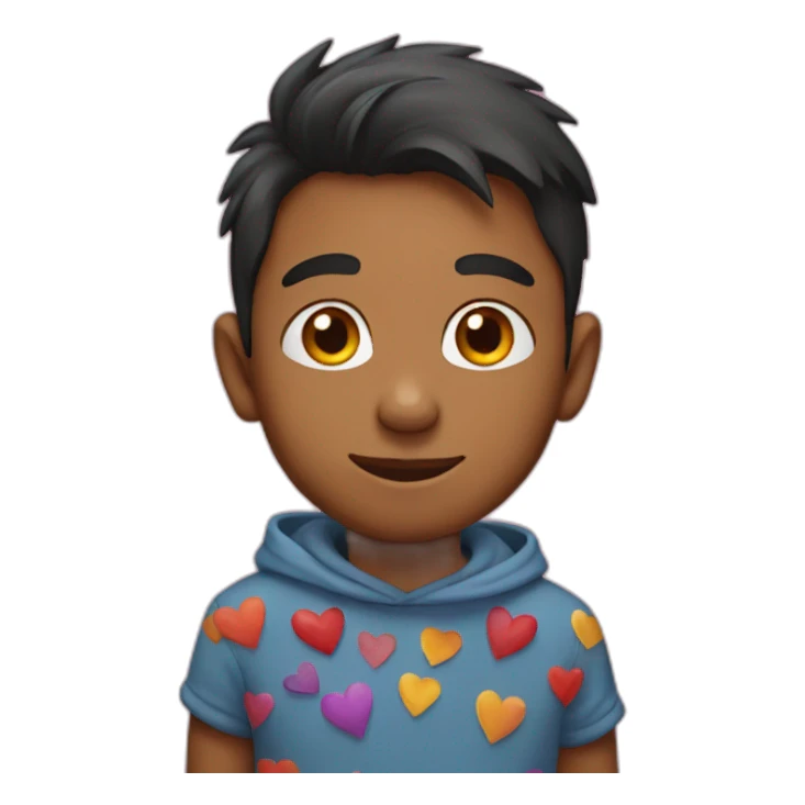indian boy with love hearts sticker