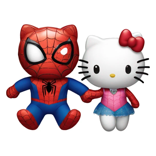 spider-man and hello kitty holding hands sticker