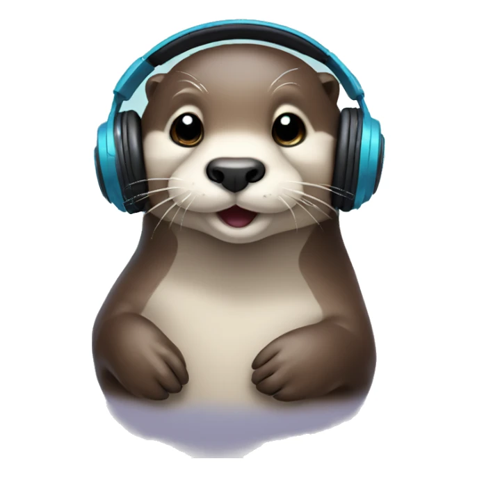 Cute otter with headphones sticker
