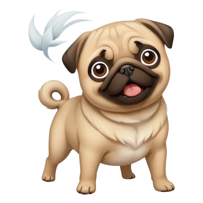 Pug being blown away by the wind sticker