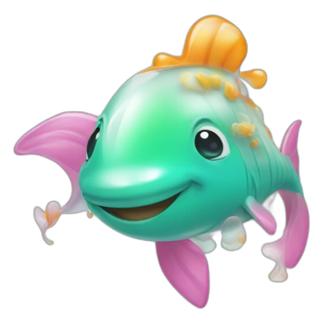 🐬 with plastic and 🍀 sticker