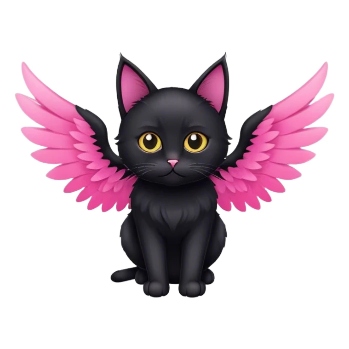 Black Cat with pink wings sticker