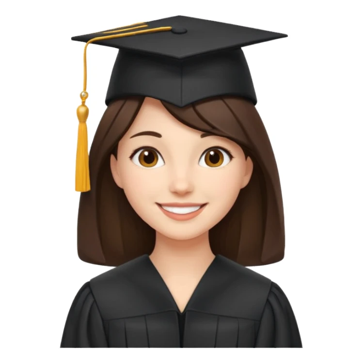 brunette person with graduation cap sticker