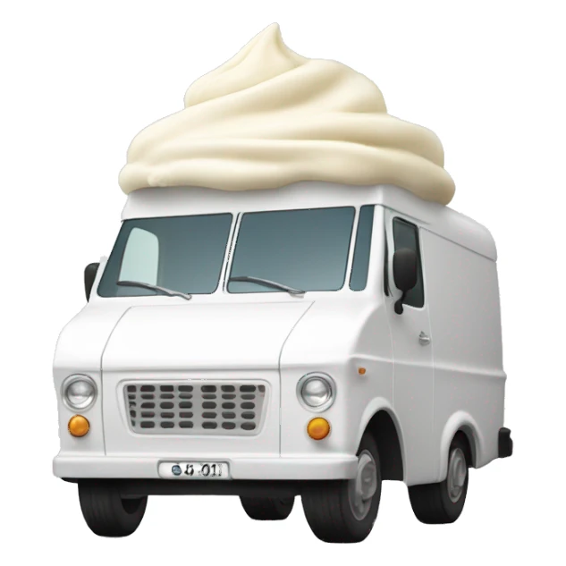 minimalistic white ice-cream van, profile view sticker