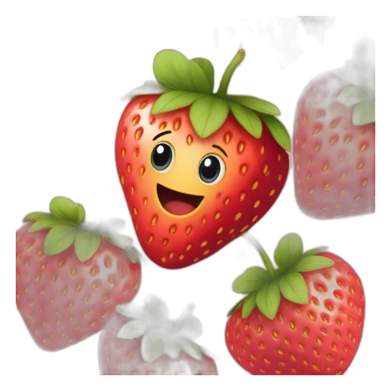 strawberry with a smile heart shape sticker