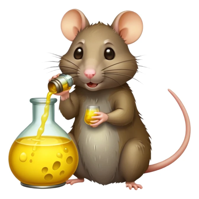 Rat drinking a yellow potion sticker