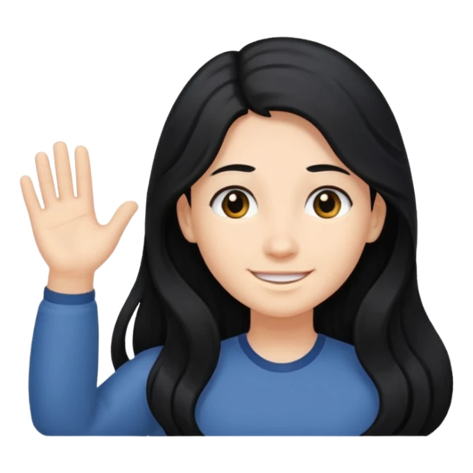 Long black hair little wave sticker